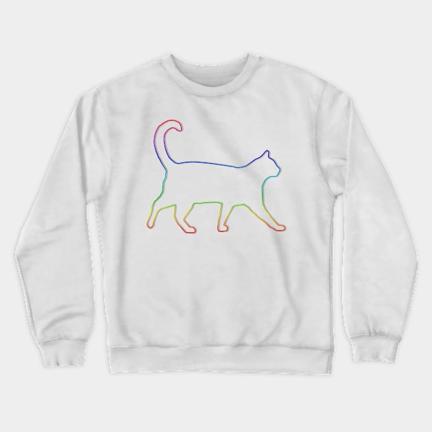 Rainbow Cat Line Art Crewneck Sweatshirt by lordbeard